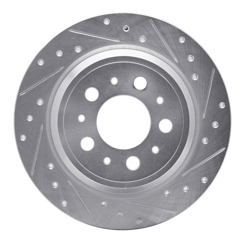 Volvo S80 Brake Rotor (1) - Rear Right - R1 Concepts - Drilled & Slotted - Silver - `99-`09
